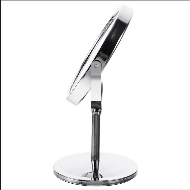 DAISO Mini Standing Mirror - Circle Shape, Silver Glass, Portable Tabletop Mirror - Image 3